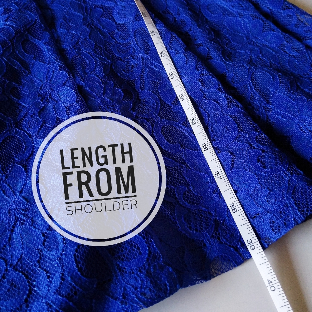 Lauren Ralph Lauren dress blue lace overlay 8 - Picture 9 of 12